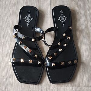 Sole Mate Black Studded Jelly Slide Sandals